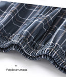 Calça de Pijama Masculina feita com Caxemira Padrão Xadrez Azul - Ninbus