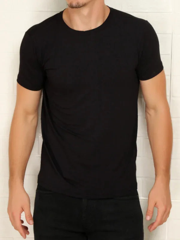 Camiseta Preta Básica Manga Curta com Elastano - Ninbus