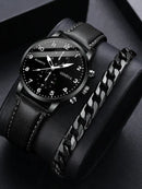 Conjunto Relógio Geneva e Pulseira Pretos - Ninbus