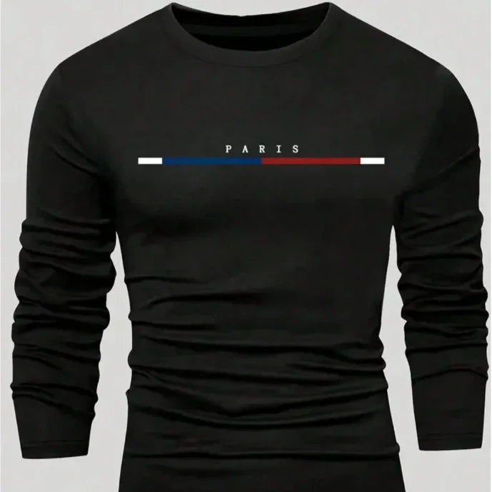 Camiseta Masculina Manga Longa Paris Stripe