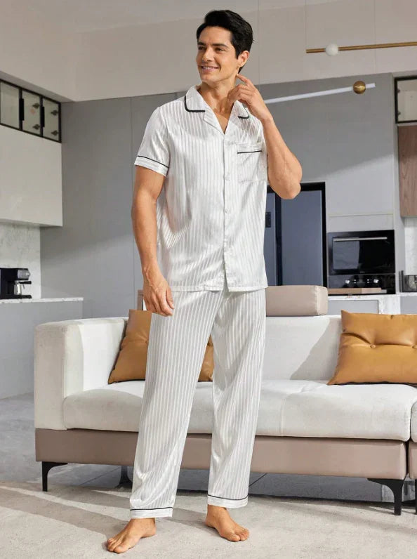 Pijama Cetim Listrado Branco - Ninbus