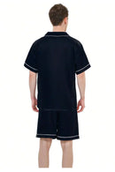 Pijama Preto Cetim Conjunto Curto e Longo - Ninbus