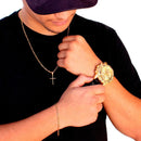 Conjunto Golden: Relógio Invicta Premium com Pulseira e Corrente Banhados a Ouro - Ninbus