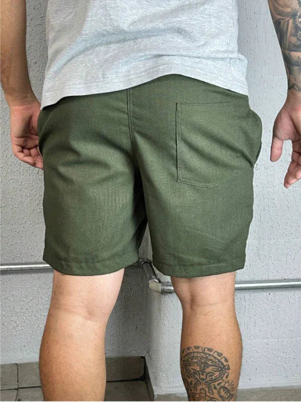Bermuda Verde Masculina de Linho Com Cordão - Ninbus