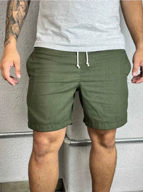 Bermuda Verde Masculina de Linho Com Cordão - Ninbus