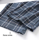 Calça de Pijama Masculina feita com Caxemira Padrão Xadrez Azul - Ninbus