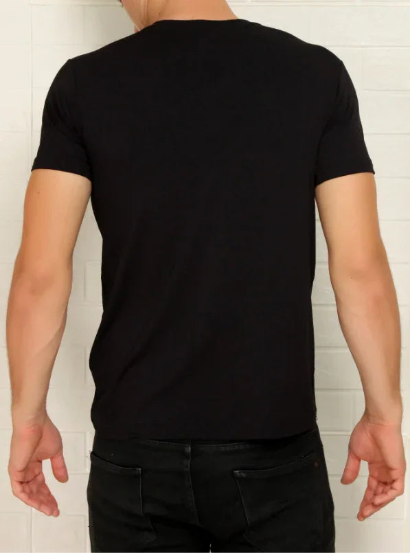 Camiseta Preta Básica Manga Curta com Elastano - Ninbus