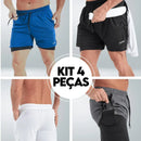 Kit 4 Bermudas Masculinas Performance Dry 2 em 1