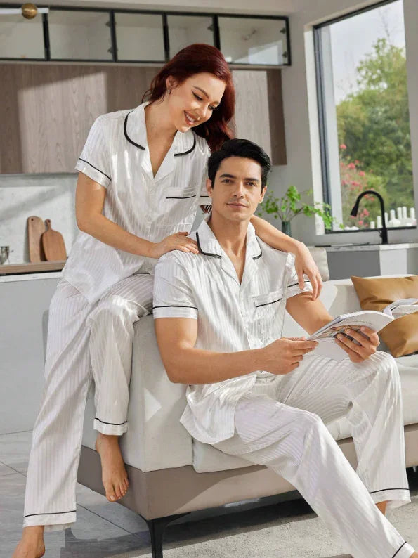 Pijama Cetim Listrado Branco - Ninbus