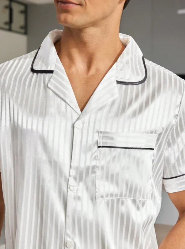 Pijama Cetim Listrado Branco - Ninbus