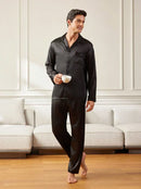 Pijama Cetim Preto Comprido com Bolso - Ninbus