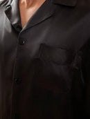 Pijama Cetim Preto Comprido com Bolso - Ninbus