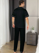 Pijama Preto Cetim Conjunto Curto e Longo - Ninbus