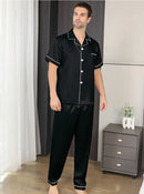 Pijama Preto Cetim Conjunto Curto e Longo - Ninbus