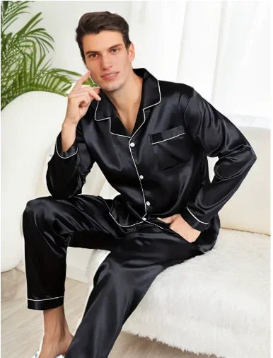 Pijama Preto feito de Cetim de Seda - Ninbus