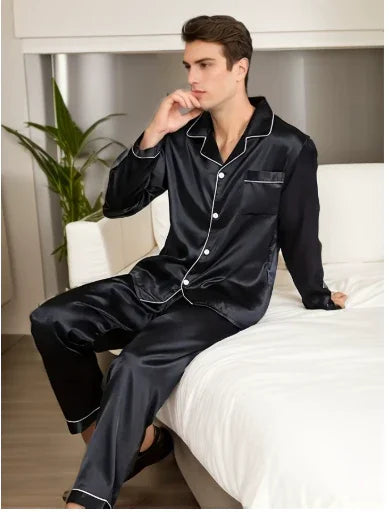 Pijama Preto feito de Cetim de Seda - Ninbus