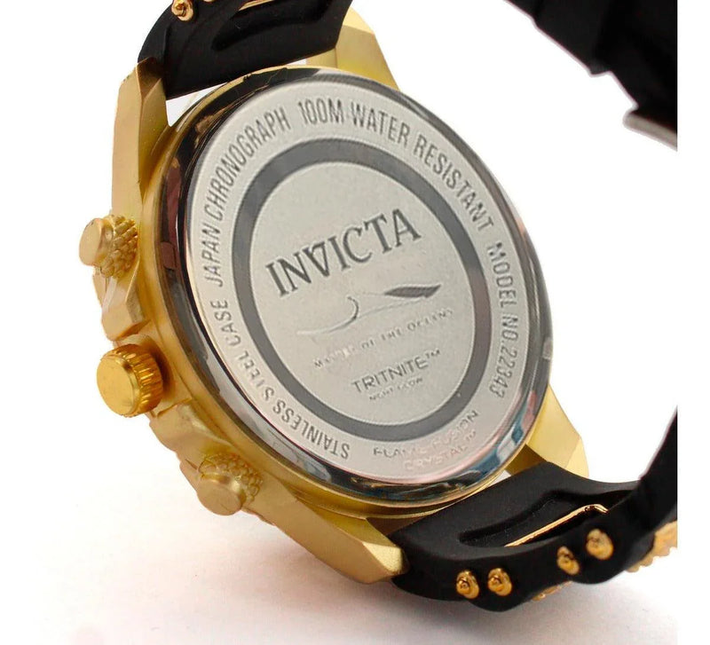 Conjunto Golden: Relógio Invicta Premium com Pulseira e Corrente Banhados a Ouro - Ninbus